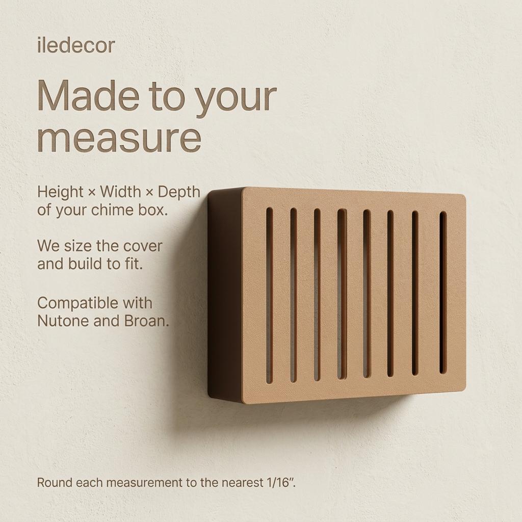Caramel Two-Tone Louver chime cover; made to your chime box's height, width and depth, compatible with Nutone and Broan