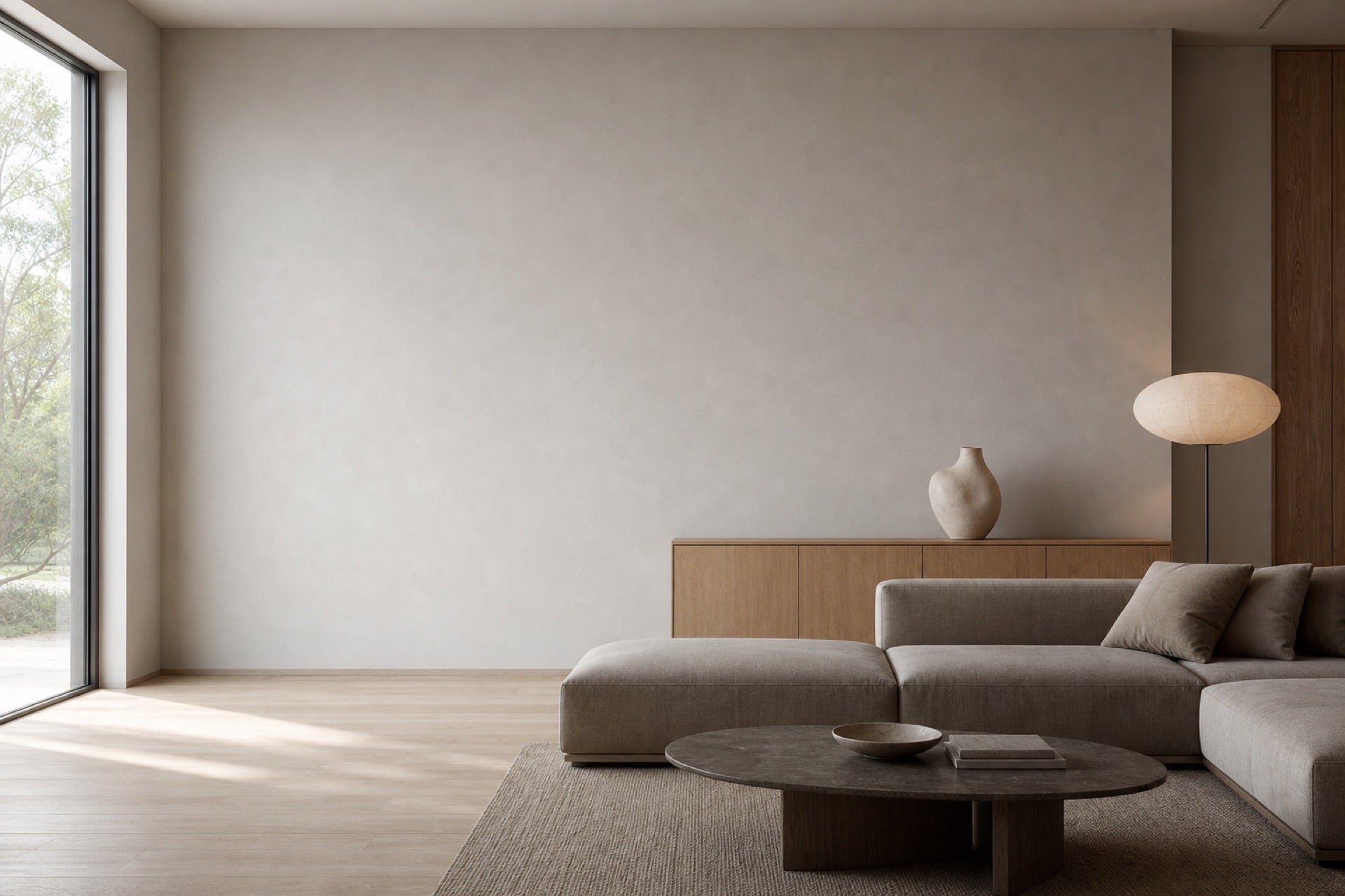 Modern minimal living room with soft light — Iledecor home objects